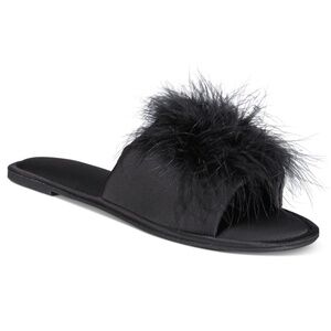 New I.n.c. International Concepts Women's Satin Pom Slide Boxed Slippers, S